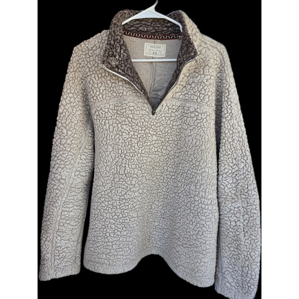 True Grit Men's M Fleece 1/4 Zip Pullover Sweater Sherpa